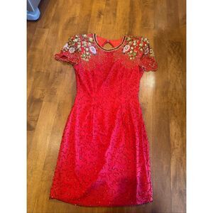 Vintage Lillie Rubin 100% Silk Beaded Cocktail Dress – Size 4 – 80s Glam Couture